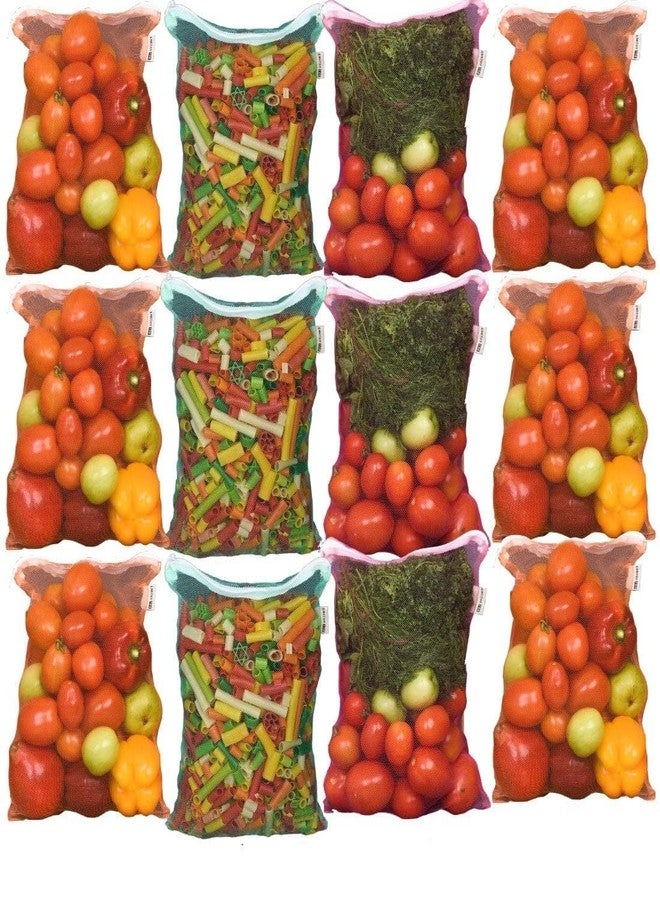 FASHRAMP Multipurpose Fridge Zip Bags to Store Fruits, Vegetables/Fridge Organizer Ziplock Storage Reusable Net Bags Nylon Storage Pouch ((Pack of 12)) - Image 1